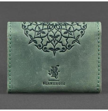 Кожаная визитница 3.0 "Изумруд с мандалой" (зеленый)