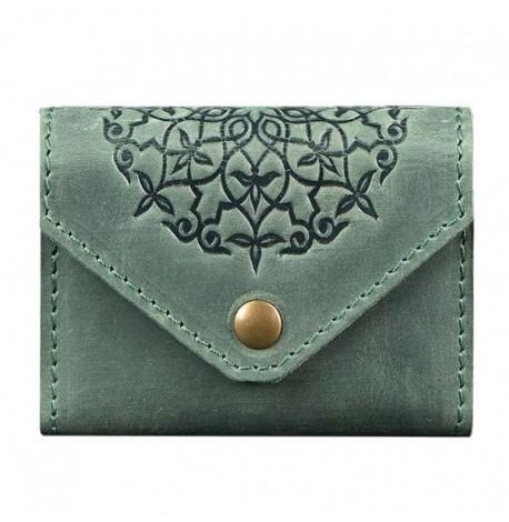Кожаная визитница 3.0 "Изумруд с мандалой" (зеленый)