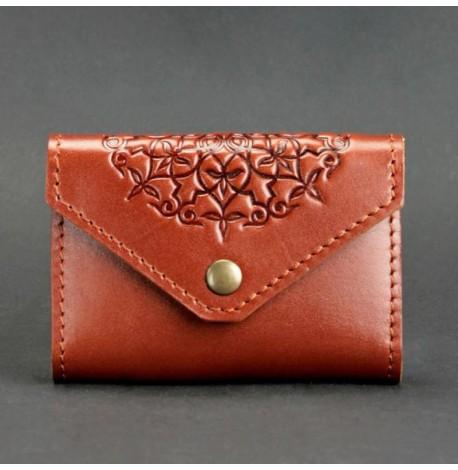 Шкіряна візитниця 3.0 "Коньяк з мандалою"