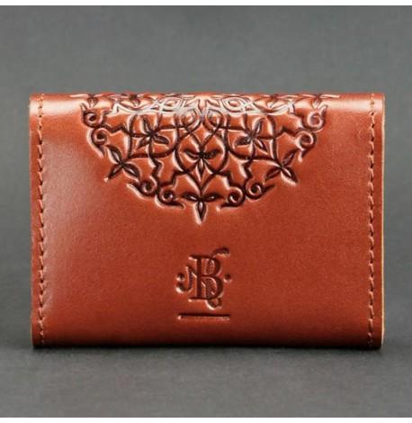 Шкіряна візитниця 3.0 "Коньяк з мандалою"