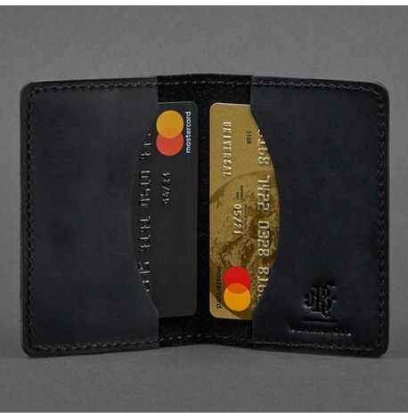 Кожаная визитница 6.0 (черная) кожа Crazy Horse