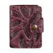 Шкіряна візитниця 7.1 з пір'ями (бордовий)