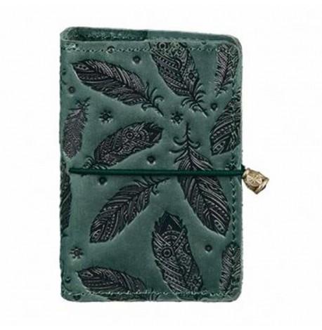 Шкіряна візитниця 7.0 "Смарагд з пір'ям" (зелений)