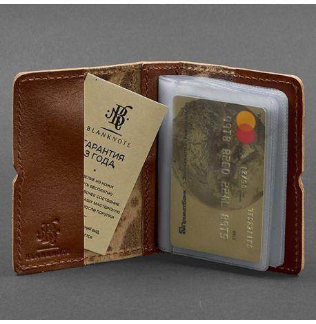 Кожаная визитница 7.0 с перьями (светло-коричневая)