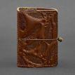 Кожаная визитница 7.0 с перьями (светло-коричневая)