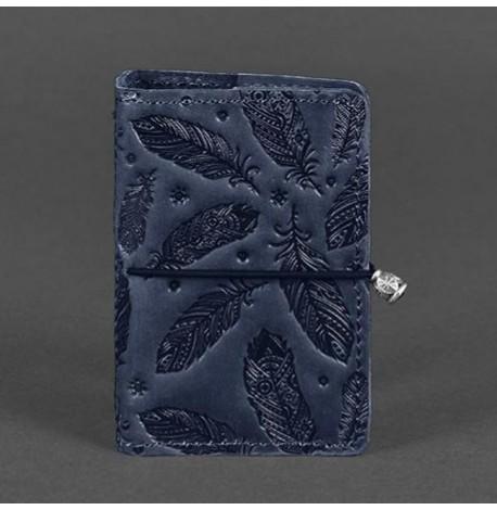 Кожаная визитница 7.0 "Ночное небо с перьями"