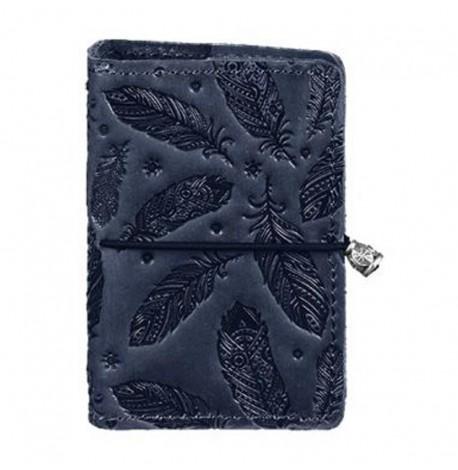 Кожаная визитница 7.0 "Ночное небо с перьями"