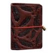 Кожаная визитница 7.0 с перьями (бордовая)