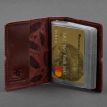 Кожаная визитница 7.0 с перьями (бордовая)