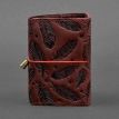 Кожаная визитница 7.0 с перьями (бордовая)