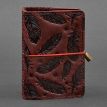 Кожаная визитница 7.0 с перьями (бордовая)