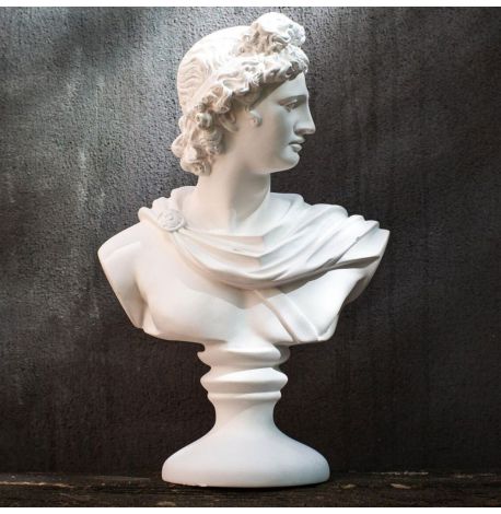 Гипсовый бюст Аполлона (белый), 31 см