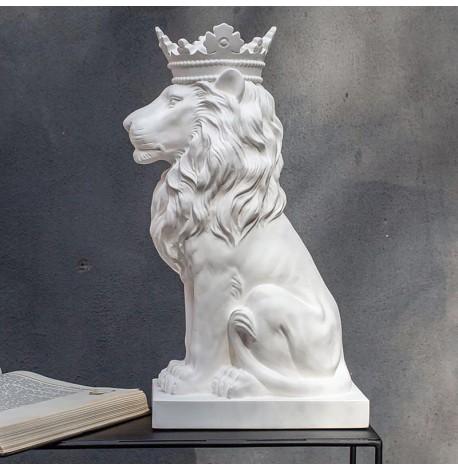 Гипсовая скульптура "Лев с короной" (белый), 35 см