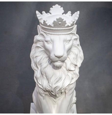 Гипсовая скульптура "Лев с короной" (белый), 35 см