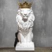 Гипсовая скульптура "Лев с золотой короной" (белый), 35 см