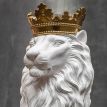 Гипсовая скульптура "Лев с золотой короной" (белый), 35 см