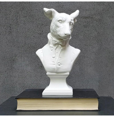 Гіпсовий бюст "Поважний пес" (білий), 35 см
