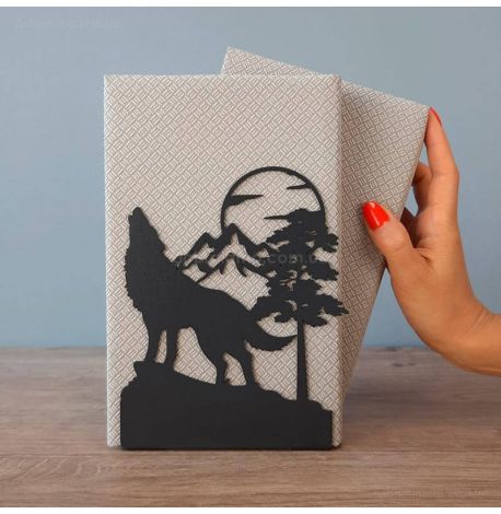 Держатель для книг Glozis Wolf and Moon (черный)
