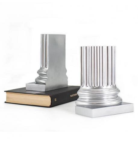 Гипсовые держатели для книг «Античные колонны» (серебристые)
