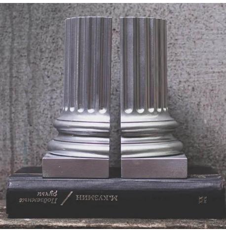 Гипсовые держатели для книг «Античные колонны» (серебристые)