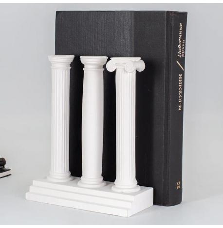Гіпсові тримачі для книг «Три античні колони» (білі)