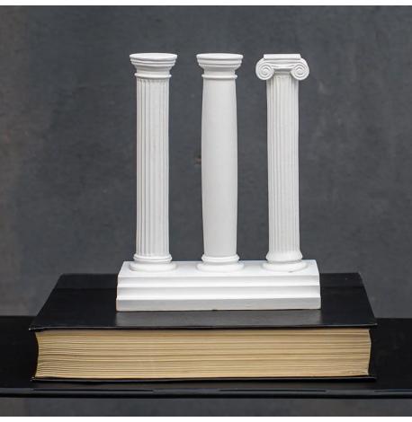 Гіпсові тримачі для книг «Три античні колони» (білі)