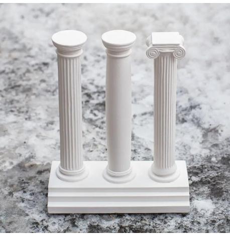 Гіпсові тримачі для книг «Три античні колони» (білі)