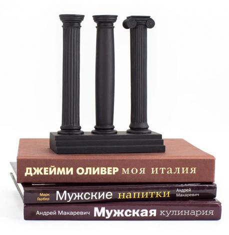 Гипсовые держатели для книг «Три античные колонны» (черные)