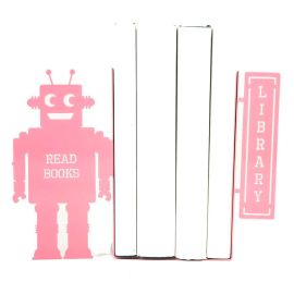 Держатели для книг «Читающий робот» (розовый)