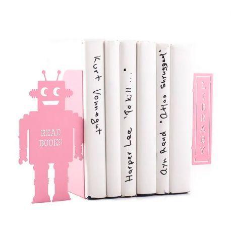 Держатели для книг «Читающий робот» (розовый)