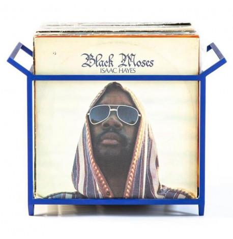 Контейнер для хранения виниловых пластинок с ручками (синий)