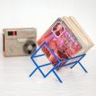 Металлическая стойка для хранения пластинок или книг "Ромб 60" (синяя)