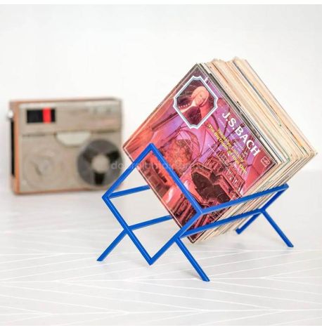 Металлическая стойка для хранения пластинок или книг "Ромб 60" (синяя)