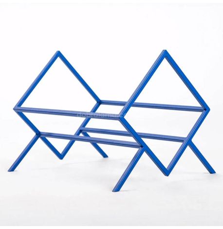 Металлическая стойка для хранения пластинок или книг "Ромб 60" (синяя)