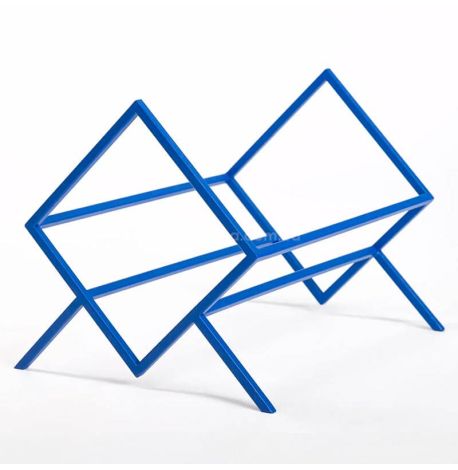 Металлическая стойка для хранения пластинок или книг "Ромб 60" (синяя)