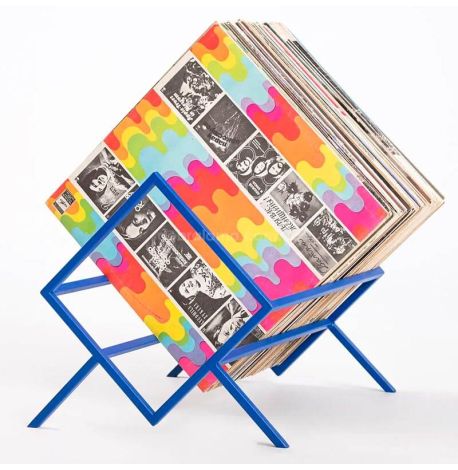 Металлическая стойка для хранения пластинок или книг "Ромб 60" (синяя)