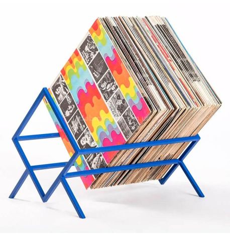 Металлическая стойка для хранения пластинок или книг "Ромб 60" (синяя)