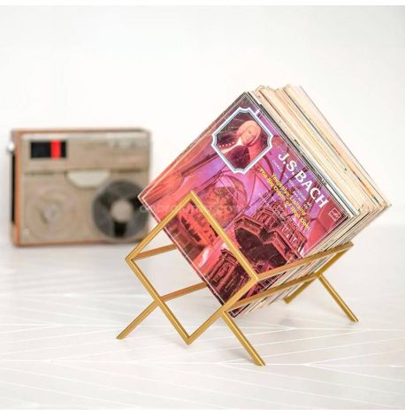 Металева стійка для зберігання платівок або книг "Ромб 60" (золотиста)