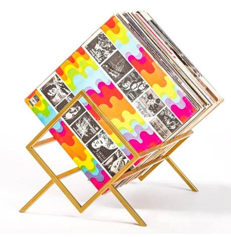 Металева стійка для зберігання платівок або книг "Ромб 60" (золотиста)