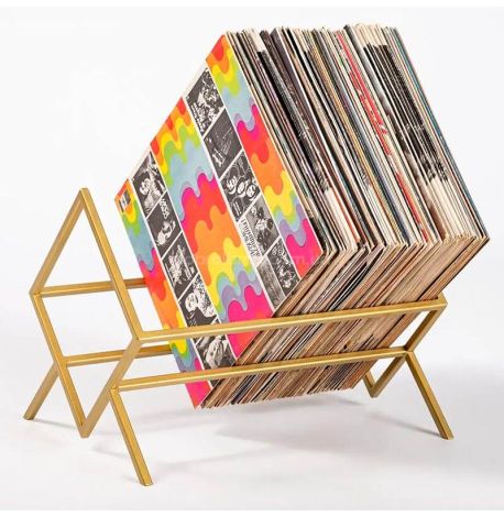 Металева стійка для зберігання платівок або книг "Ромб 60" (золотиста)