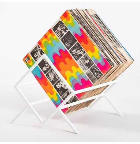 Металлическая стойка для хранения пластинок или книг "Ромб 60" (белая)