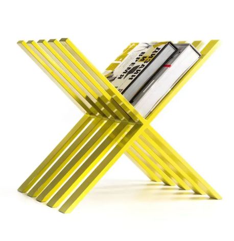 Металева підставка для вінілових платівок і журналів (жовта)