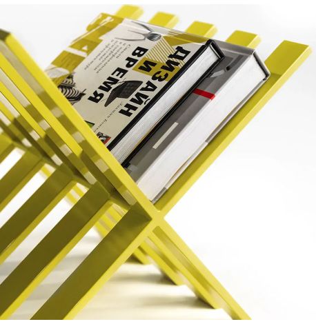 Металева підставка для вінілових платівок і журналів (жовта)