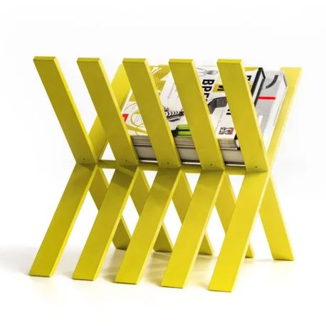 Металева підставка для вінілових платівок і журналів (жовта)