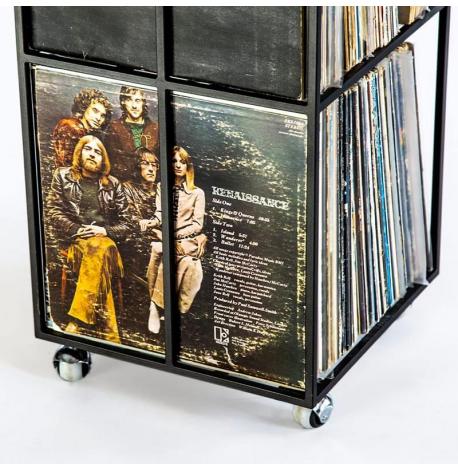 Металевий контейнер для зберігання платівок 4-х поверховий (чорний)