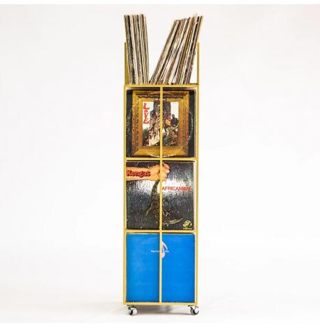 Металевий контейнер для зберігання платівок 4-х поверховий (золотистий)