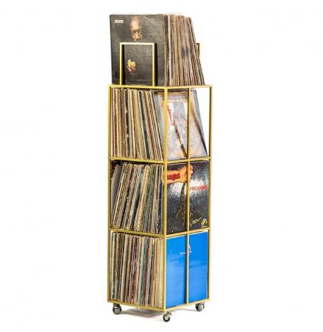 Металевий контейнер для зберігання платівок 4-х поверховий (золотистий)