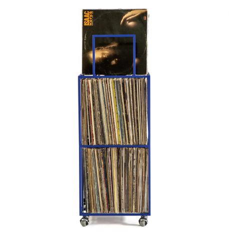 Металевий контейнер для зберігання платівок трирівневий (синій)