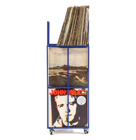 Металевий контейнер для зберігання платівок трирівневий (синій)