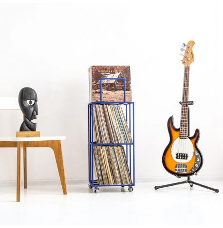 Металевий контейнер для зберігання платівок трирівневий (синій)